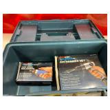 Blue Plastic Tool Box with Air Tools and Accessories Blue Plastic Tool Box with Air Tools and Accessories