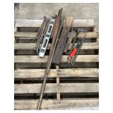 Assorted Levels, Pry Bars, and Pipe Assorted Levels, Pry Bars, and Pipe