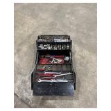 Metal Tool Box With Assorted Hand Tools and Socket Set Metal Tool Box With Assorted Hand Tools and Socket Set