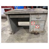 Metal Industrial Desk with Drawers and Vintage Stickers Metal Industrial Desk with Drawers and Vintage Stickers