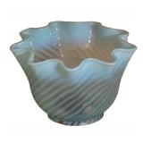 Vintage Hanging Light Fixture with Blue Glass Shade and Ornate Metal Frame