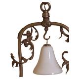 Vintage Hanging Light Fixture with Blue Glass Shade and Ornate Metal Frame
