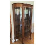 Antique Curved Glass Display Cabinet with Claw Feet