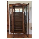 Antique Curved Glass Display Cabinet with Claw Feet