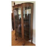 Antique Curved Glass Display Cabinet with Claw Feet