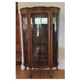 Antique Curved Glass Display Cabinet with Claw Feet