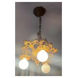 Antique Metal Ornate 3-Light Hanging Ceiling Fixture