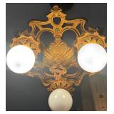 Antique Metal Ornate 3-Light Hanging Ceiling Fixture