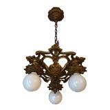Antique Metal Ornate 3-Light Hanging Ceiling Fixture