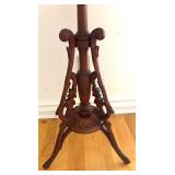 Antique Marble Top Carved Wood Plant Stand
