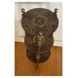 Vintage Three-Tier Brass Display Stand with Ornate Detailing