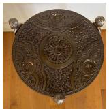Vintage Three-Tier Brass Display Stand with Ornate Detailing