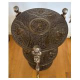 Vintage Three-Tier Brass Display Stand with Ornate Detailing
