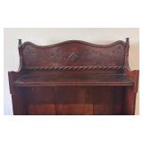 Vintage Wooden Bookshelf with Carved Decorative Back Panel