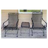 Set of 2 Outdoor Wrought Iron Patio Chairs with Side Table