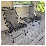 Set of 2 Outdoor Wrought Iron Patio Chairs with Side Table