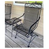 Set of 2 Outdoor Wrought Iron Patio Chairs with Side Table