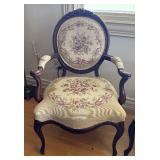 Pair of Vintage Upholstered Armchairs with Floral Design