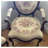 Pair of Vintage Upholstered Armchairs with Floral Design