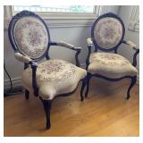 Pair of Vintage Upholstered Armchairs with Floral Design