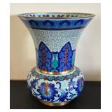 Vintage Cloisonne Vase with Blue Floral Design