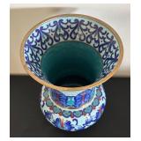 Vintage Cloisonne Vase with Blue Floral Design