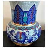 Vintage Cloisonne Vase with Blue Floral Design