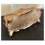 Antique Ornate Metal Jewelry Box with Floral Design