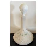 Set of 5 Victorian Glass Decanters with Painted Floral Designs