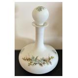 Set of 5 Victorian Glass Decanters with Painted Floral Designs