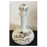 Set of 5 Victorian Glass Decanters with Painted Floral Designs