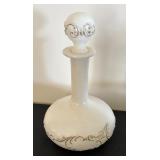 Set of 5 Victorian Glass Decanters with Painted Floral Designs