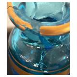 Antique Blue Glass Vanity Set with Gold Trim on Tray by Diamond Glass Company