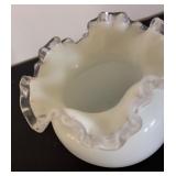 Fenton Silvercrest Milk Glass Vase with Ruffled Edge