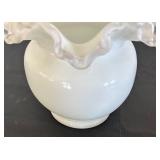 Fenton Silvercrest Milk Glass Vase with Ruffled Edge