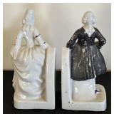 Pair of Vintage Porcelain Man and Woman Bookends