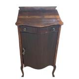 Vintage Wood Music Cabinet with Shelves and Drawer