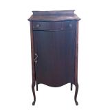 Vintage Wood Music Cabinet with Shelves and Drawer