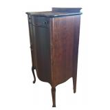Vintage Wood Music Cabinet with Shelves and Drawer