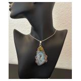 Sterling Silver Necklace with Agate Pendant