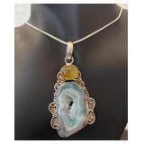 Sterling Silver Necklace with Agate Pendant