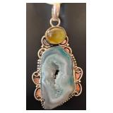 Sterling Silver Necklace with Agate Pendant
