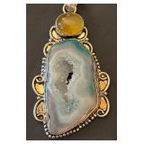 Sterling Silver Necklace with Agate Pendant