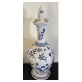 Set of 3 Blue and White Porcelain Decanters by Coalport, HPF, and Alton Costa