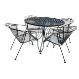 Metal Mesh Patio Table with 4 Chairs