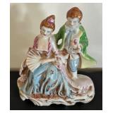 Set of 3 Vintage Porcelain Couple Figurines including an Oil Lamp