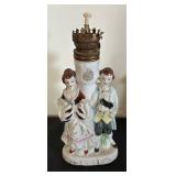 Set of 3 Vintage Porcelain Couple Figurines including an Oil Lamp