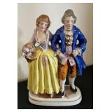 Set of 3 Vintage Porcelain Couple Figurines including an Oil Lamp