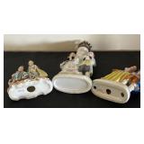 Set of 3 Vintage Porcelain Couple Figurines including an Oil Lamp
