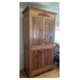 Vintage Wooden Armoire with Ornate Carvings